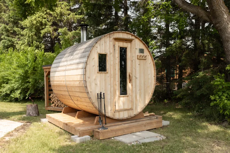 Wood-burning cedar sauna